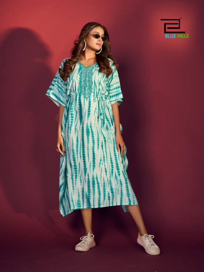 Blue Hills Stare 20 Printed Wholesale Kaftan Style Designer Kurti Catalog